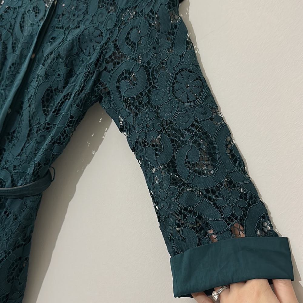 Nanette Lepore Teal Lace Shirt Dress - Picture 7 of 12